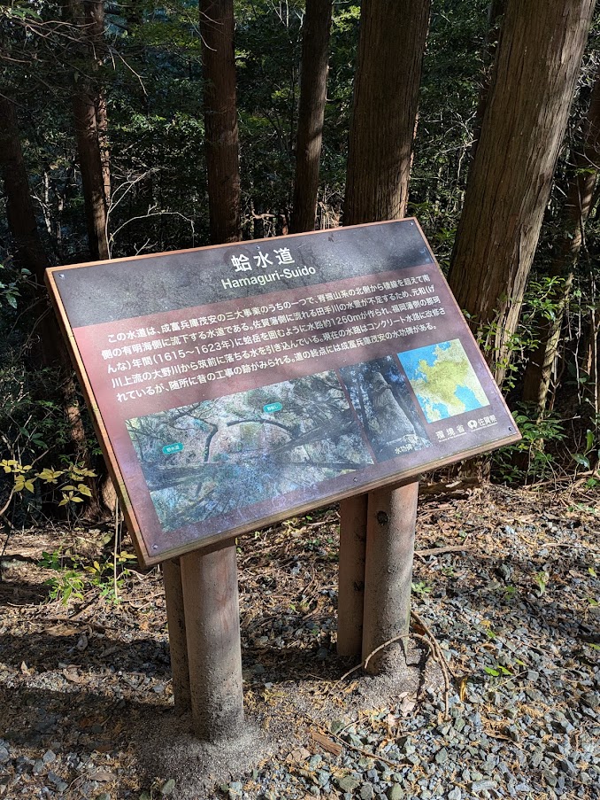 蛤水道を紹介したサイン。このほかにも再整備が行われている。やはり脊振は里山である。