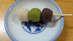 ■今日の一枚：打吹公園だんご、白餡、小豆餡、抹茶案の三種類で作られている。登山の後にいただきました。ありがとうございました。